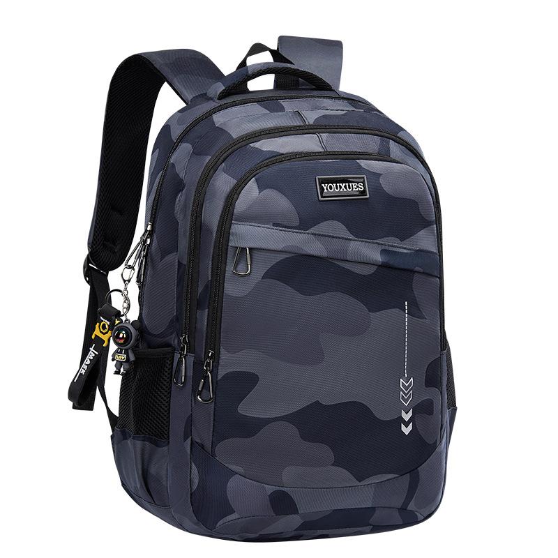 Camouflage Blue Backpack - Lightweight Water-Resistant Daypack for Teen Boys, Large Capacity School Bag for Outdoor Study