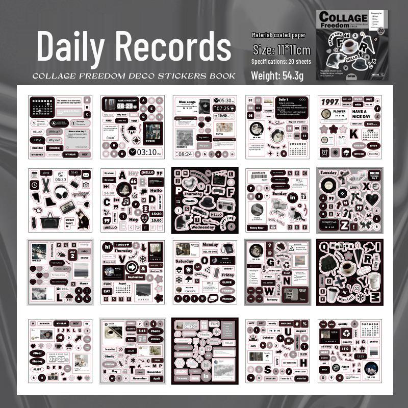 Yu Xian Retro English Pre-Cut Journal Sticker Book for DIY Collage and Decoration