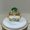 14K Gold Vintage Emerald Zircon Ring for Women  Silver Jewelry Natural Emerald Ring Jewelry Party Birthday Gift