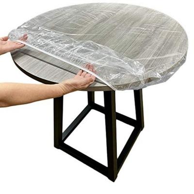 New PVC Round Tablecloth Clear Waterproof Table Protector Cover Elastic Edge Oil-Proof Tablecloth Protector Home Use