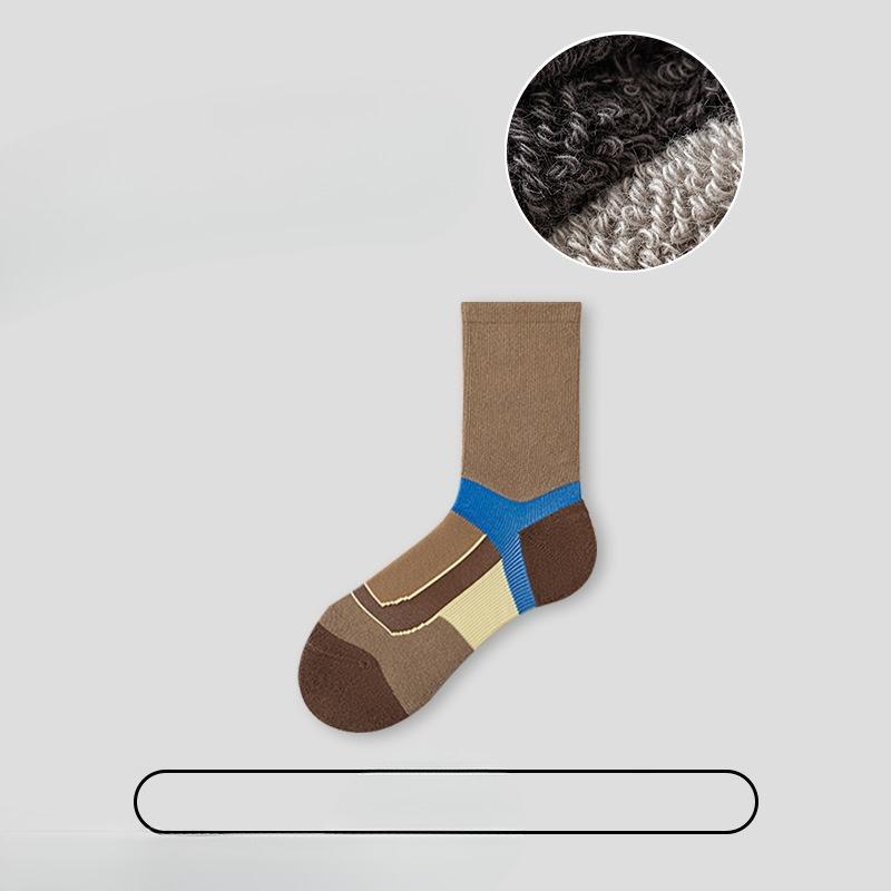 

Мужские осенне-зимние толстые кольца для волос, дышащие, впитывающие пот, носки для баскетбола, бадминтона, бега 1 pair зелёный/кофейный