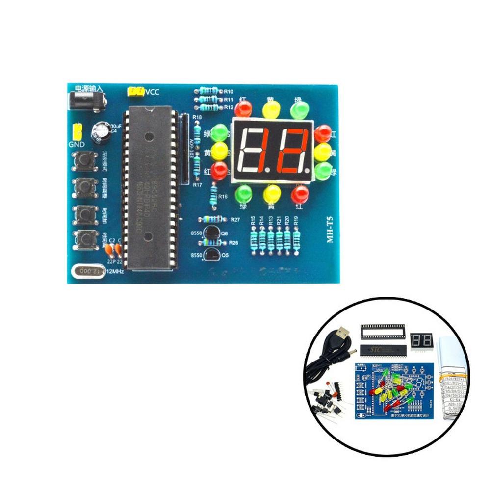 51 for mcu Traffic Light DIY Kit with STC89C52RC Microcontroller for Electronics Education and Learning Projects