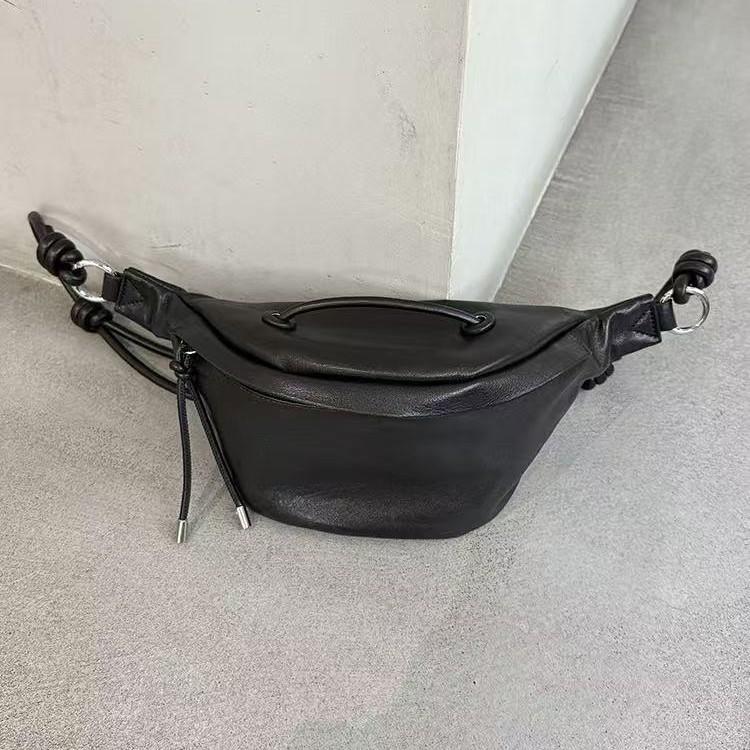 Men's and women's chest bags, trendy vegetable-tanned sheepskin waist bags, soft leather small bags, multi-functional single-shoulder crossbody