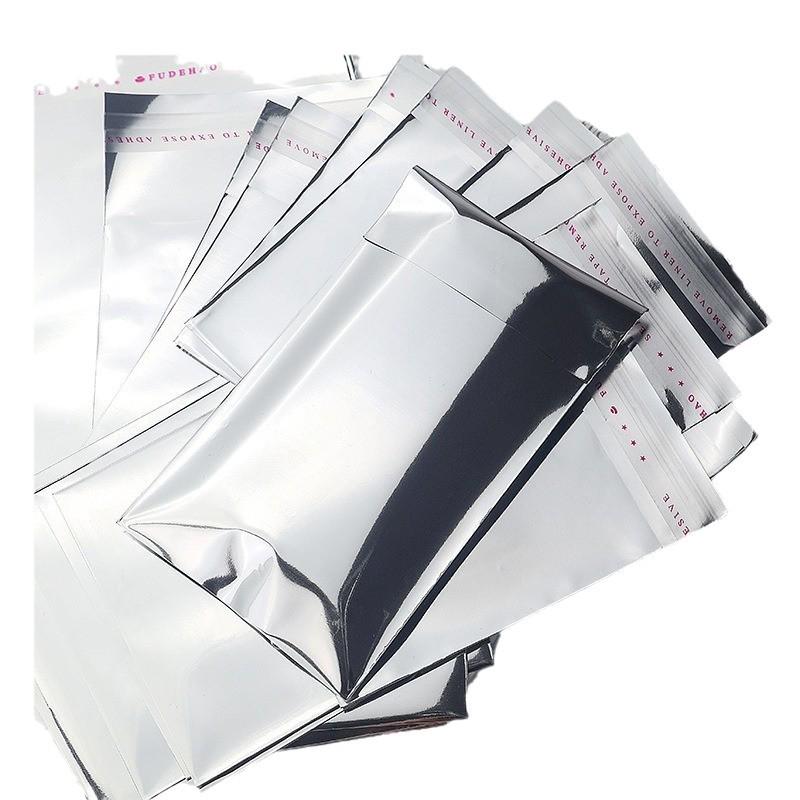 Colorful Opaque Laser Self-Adhesive Star-Patterned Button Bag in Silver, Small Size, Self-Sealing