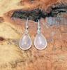 Solid 925 Sterling Silver Pear Rose Quartz Gemstone Handmade Dangle Earrings Gift For Her Bezel Earrings