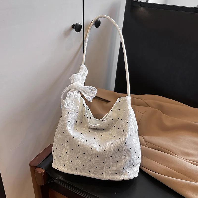 Korean Japanese Fashi Mini Shoulder Bag for Girls Bucket Bag with Decorative Silk Scarf Collecti Cute Storage Bag