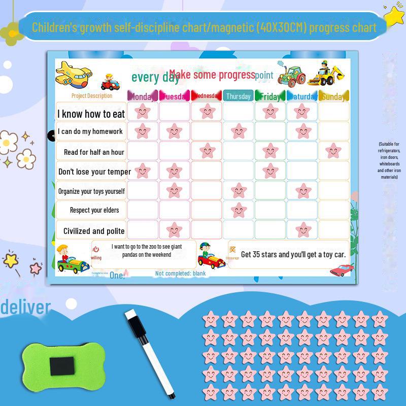 Magnetic Kids' Growth and Habits Tracker with Reward Stars
