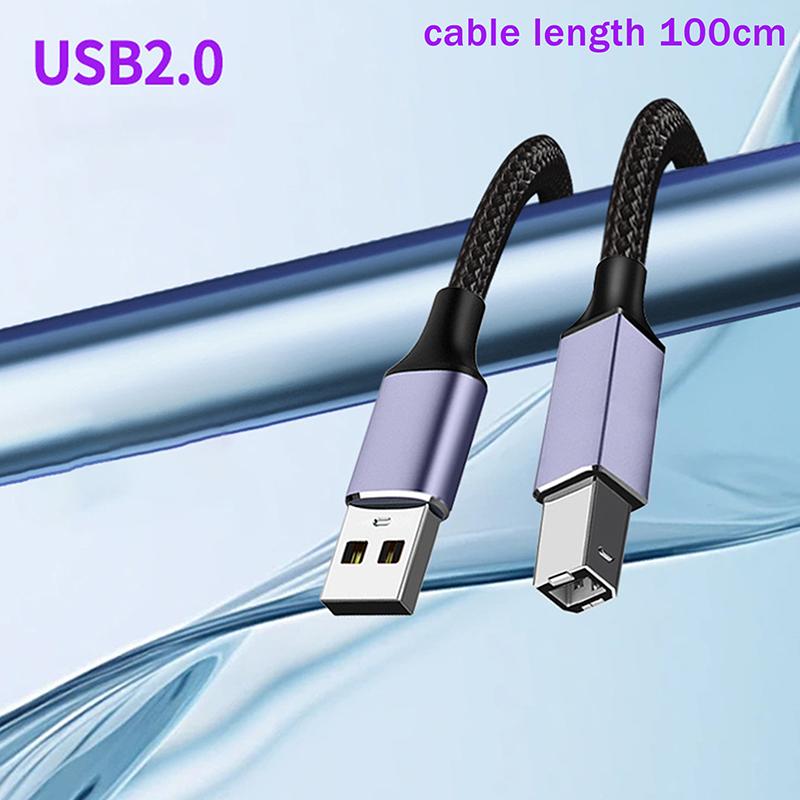 Type-C/Usb To Usb B 2.0 Printer Cable Braided High Speed Data Transfer Cord For Laptop Scanner