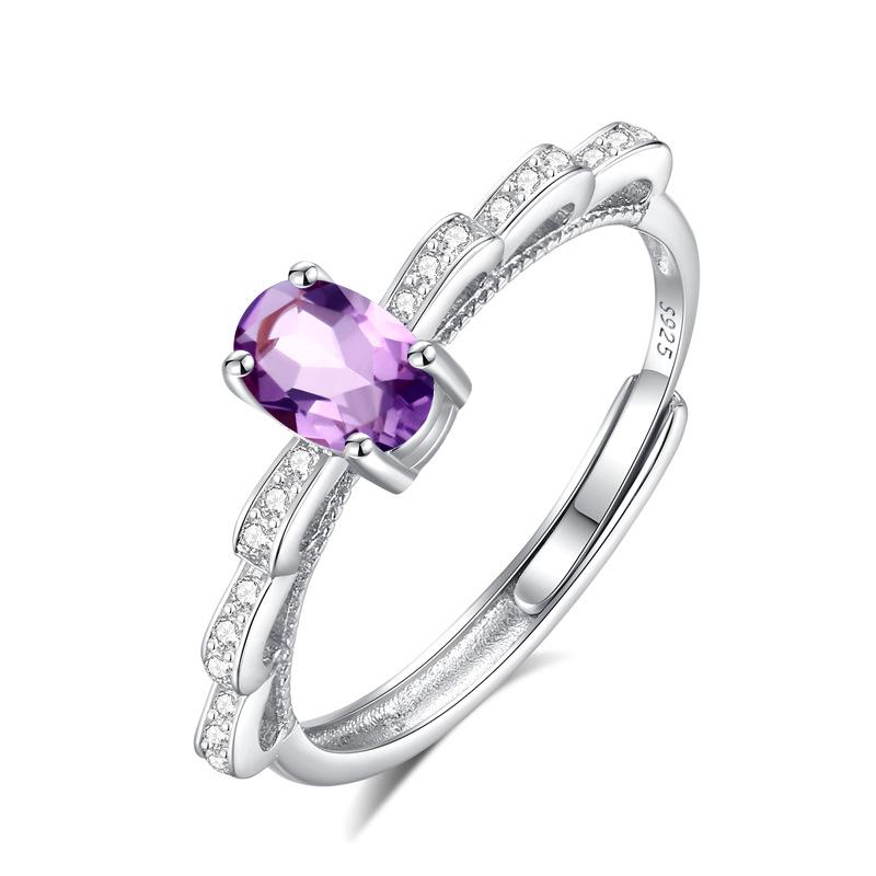 

Natural color treasure series s925 sterling silver ring women s adjustable non-fading ring fashion jewelry gift opening adjustable