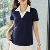 Polo Collar Short Sleeve T Shirt For Women With Cotton Fabric For Summer Casual Wear