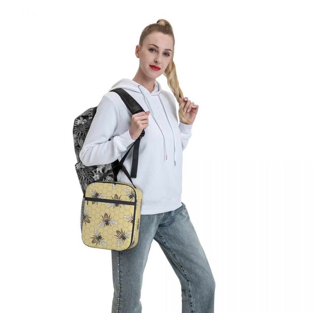 Bienen nahtloses Muster isolierte Lunchtasche für Kinder Schul-Kühltasche Thermische Lebensmittelbox Tragbare Lunchboxen Behälter