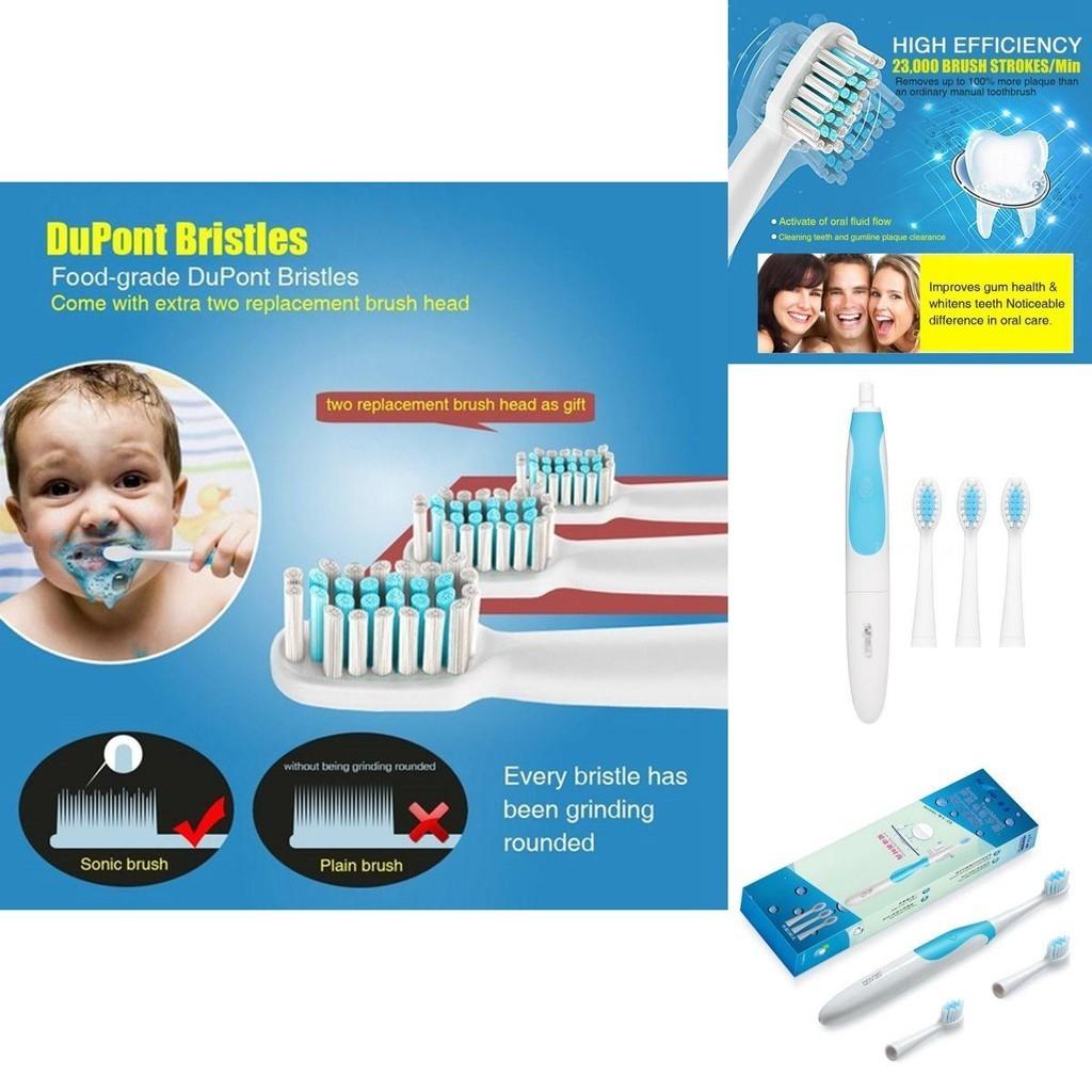 Electric Toothbrush Whitening Ultra Sonic Toothbrushes With 3 Replacement Brush Heads Removes 100% Of Plaque