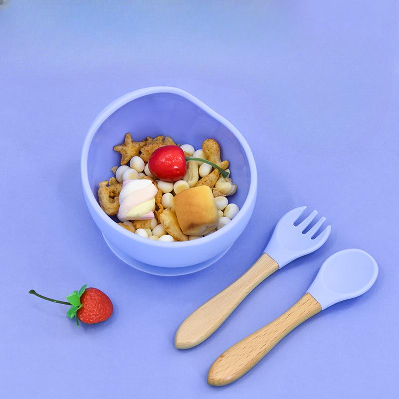 Children's Silicone Snail BowlBaby Food and Complementary Food Tableware Infant Silicone ForkSpoon and Suction Cup Bowl