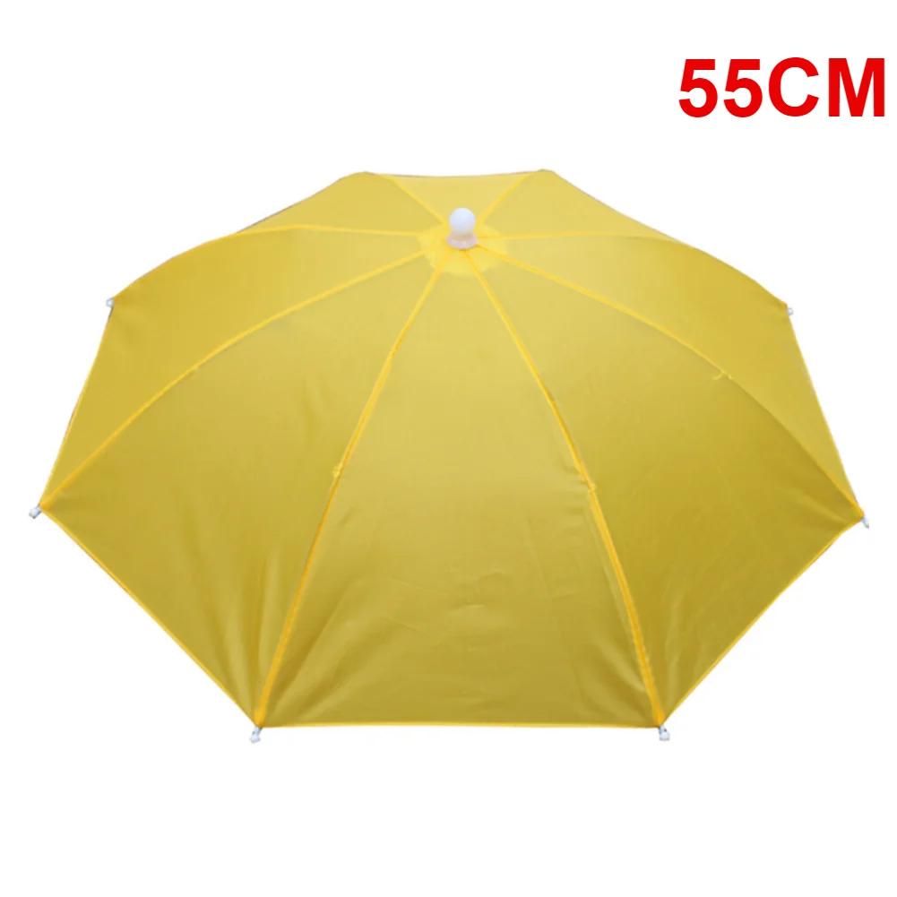 55/65/69/77/95cm Outdoor Fishing Caps Rain Umbrella Hat Foldable Fishing Sunshade Headwear Cap Waterproof Camping Beach Sun Hat
