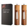 Wooden Salt and Pepper Grinder,8 Inch Manual Pepper Mill Adjustable Coarseness Refillable,Acacia Wood Pepper Shakers for Kitchen