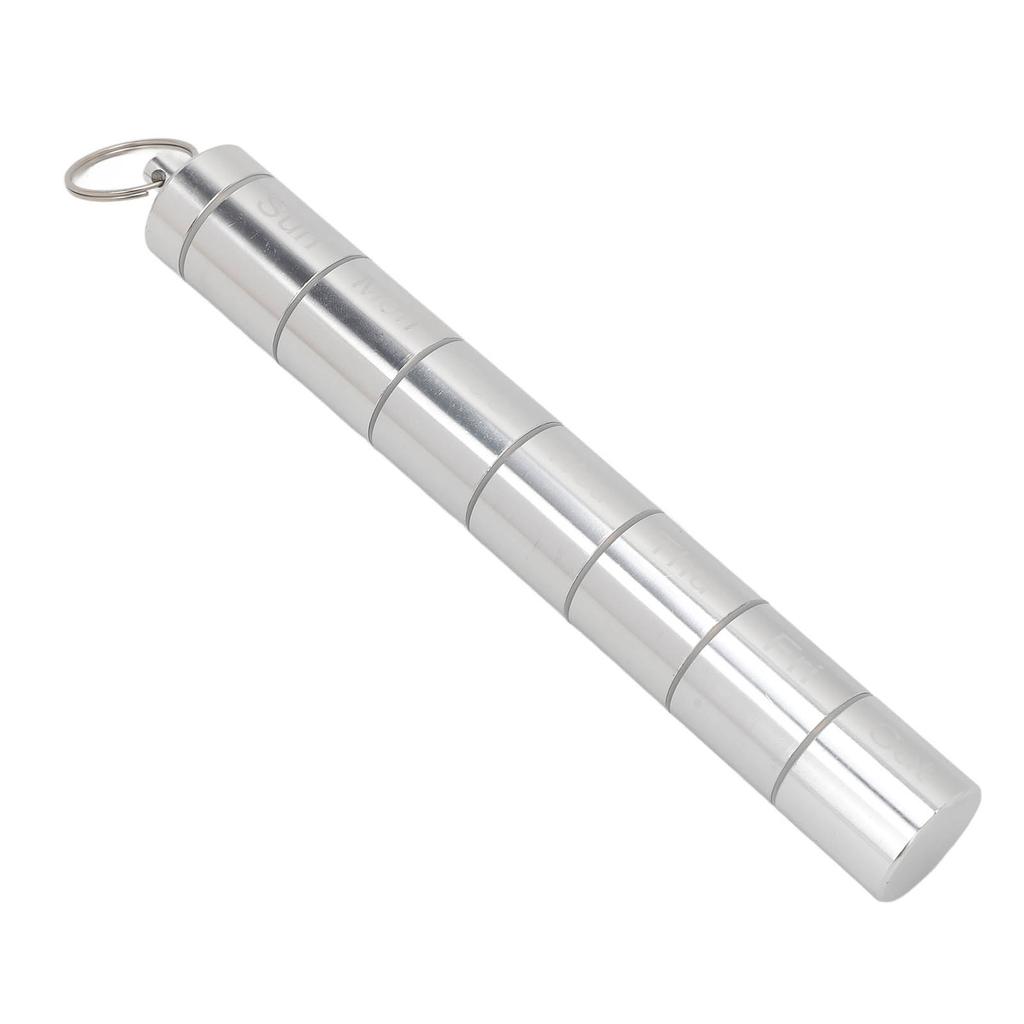 7 Days Weekly Medicine Box Aluminum Alloy Waterproof Keychain Pill Holder Case for Supplements