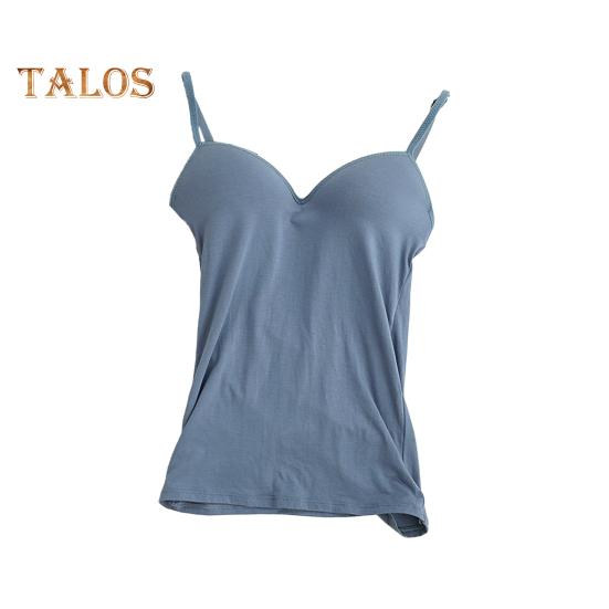 

Женская майка со встроенным бюстгальтером, регулируемые бретельки-спагетти, повседневные майки без рукавов под одеждой для занятий йогой M синий