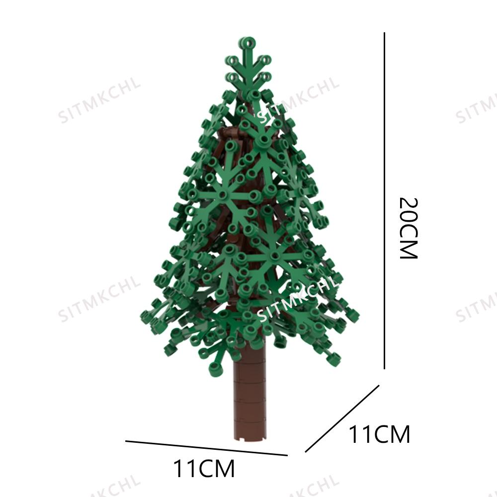 DIY Pine Tree Model Kit - Snowy Christmas Tree Street Forest Compatible with Building Blocks & Assemble Particles
