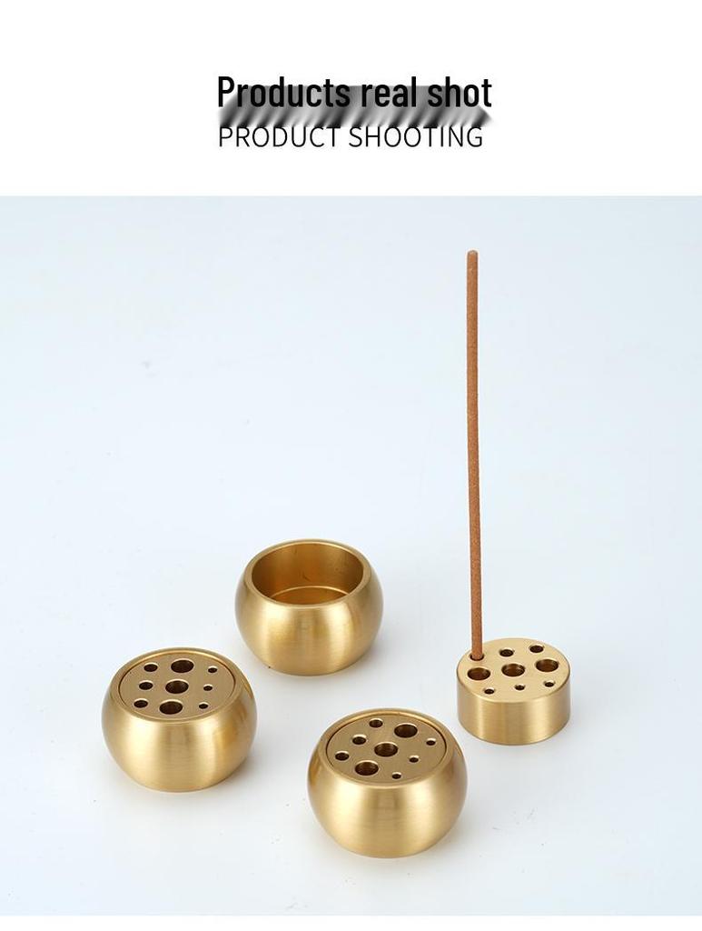 Zen Brass Multi-Hole Tibetan Incense Holder - Ash-Free Mini Tray