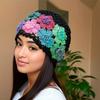 Colorful Bohemian Crochet Women's Beanie Hat, Spring Summer Artistic Cutout Floral Knitted Hat, Vintage Style Elastic Skull Hat