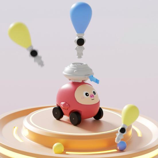 Luftbetriebenes Ballontier-Auto-Spielzeug mit Handpumpe 2-in-1 Cartoon-Schwein Dinosaurier Ente Robbe Ballonauto-Werfer Kleinkinder Jungen Mädchen Trägheitsfahrzeug Spielzeug