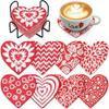 DIY Diamond Painting Point Diamond Coaster, Full Diamond Round Valentine's Day Thermal Insulation Mat, Diamond Painting Coaster