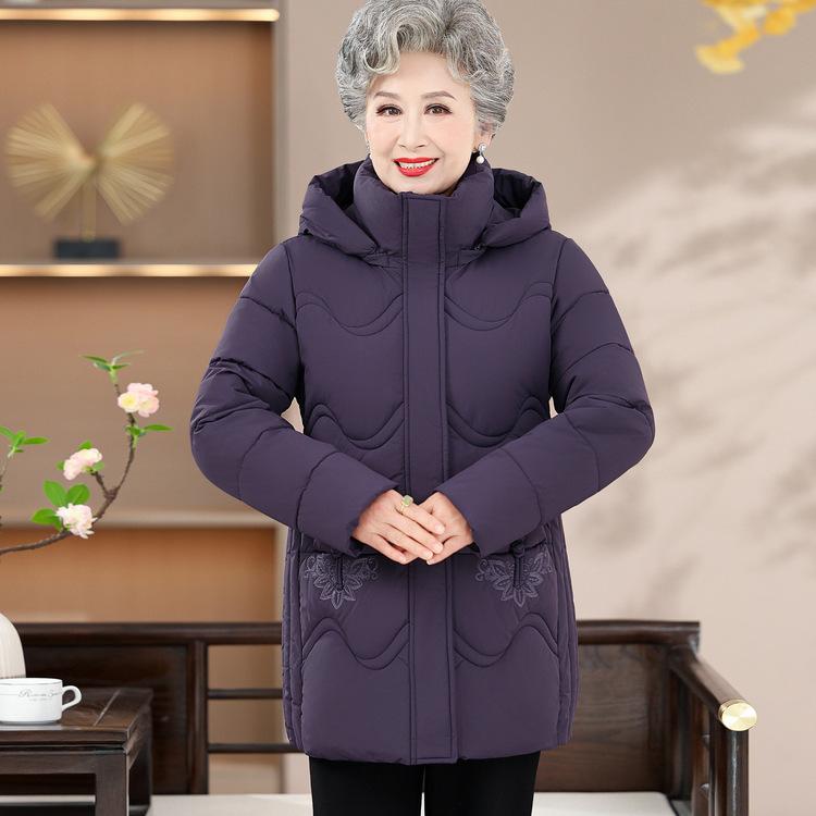 

Матери среднего и пожилого возраста носят зимние хлопковые пальто, пожилые хлопковые пальто с капюшоном, женские материнские пальто, 60 лет, 70-летние хлопковые пальто 5XL