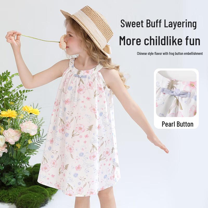 Classic Teddy Girls' Floral Strap Summer Dress
