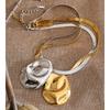 Eetit 2026 Stainless Steel Metal Hammer Geometric Pendant Necklace Distinctive Snake Chain Women Waterproof Jewelry High Quality