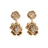 Pendientes de botón retro y antiguos de bronce europeos y americanos, pendientes atmosféricos chapados en oro con incrustaciones de piedra, pendientes, pendientes versátiles, fa personalizado