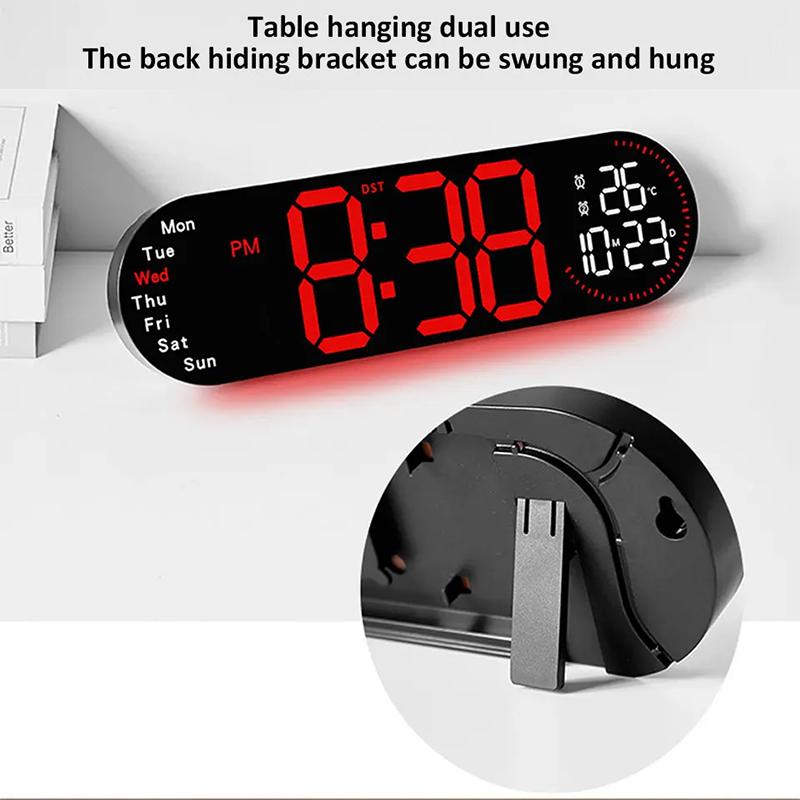Digital Wall Clock with Colorful Ambient Light Dual Alarms Clock Positive/Countdown Timing Jump Second Display LED Table Clock