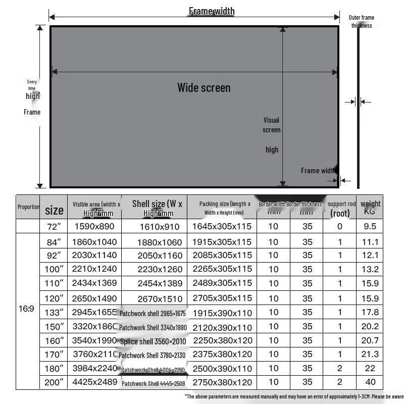 IN&VI 160-inch 16:9 Metal Anti-Light Projector Screen