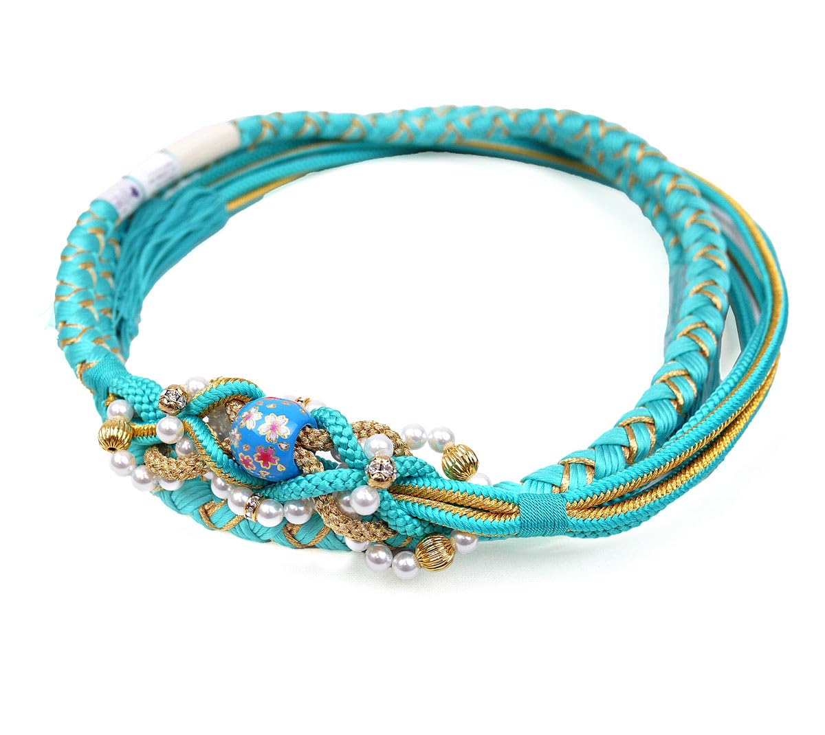 

Decorative pure silk obijime for furisode Made in Japan Turquoise Blue Suiran Kobo [Kyoto Usagido] oj-493
