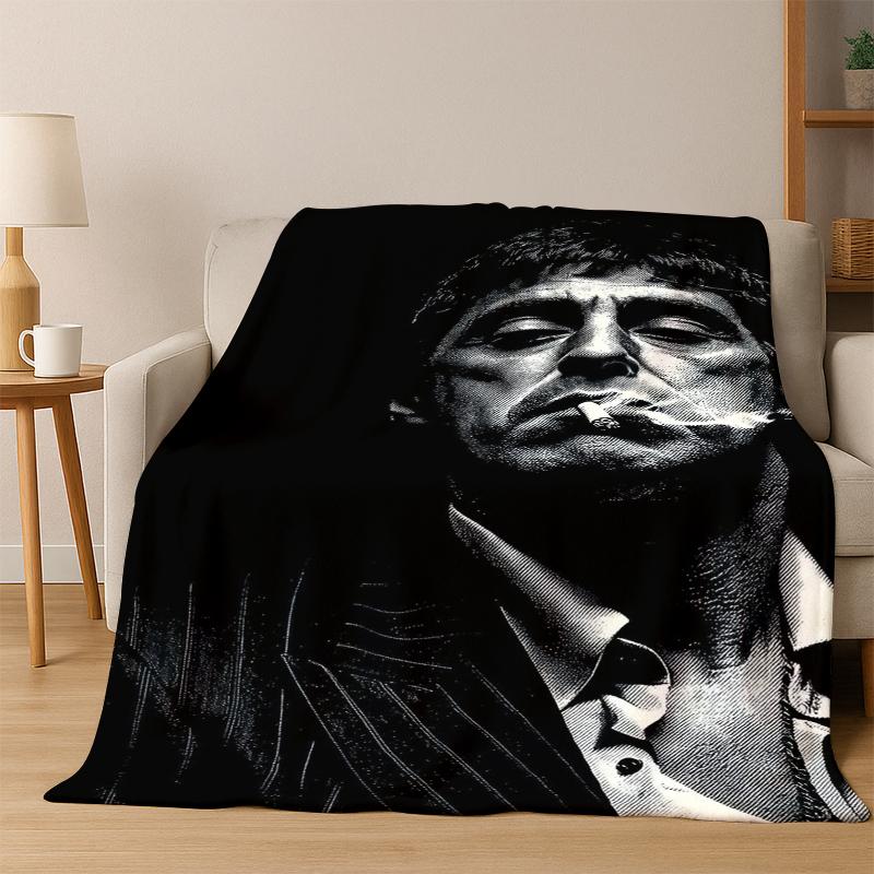

Scarface Classic Movie Tony Flannel Blanket Soft Warm Blanket Throw Blanket for Bedroom Living Room Bed Travel Picnic Gift kid 75x90cm