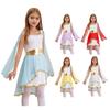 Girls Ancient Greek Toga Costume: Sleeveless Patchwork Asymmetrical Flowy Dress for Halloween Ancient Rome Princess Cosplay