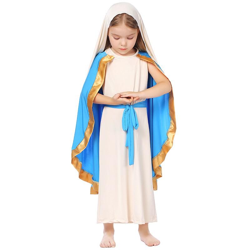 Blue Gold White Cape Dress Set Western Classical Court Style Halloween Stage Parent-Child Performance Costume