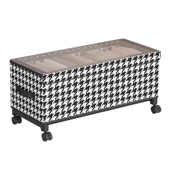 under Bed Storage Bin with Wheels Dust-Proof under Bed Organizer with Transparent Lid Rolling Metal Drawer Organizer for Clothes Blankets Shoes