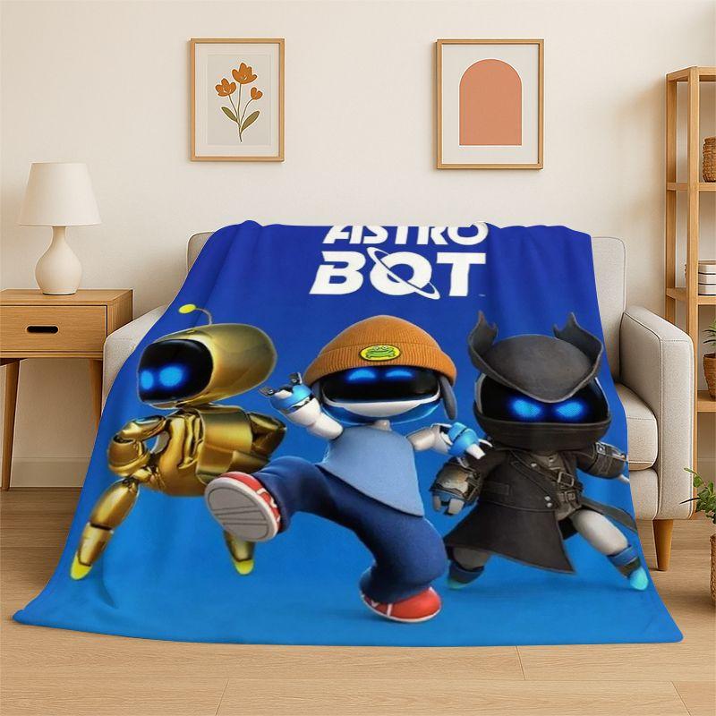 Game A-Astro Bot Cartoon Robot Soft Flannel Throw Blanket,Cozy Blanket for Bed,Couch,Sofa,Bedroom,Living Room,Travel,Camping