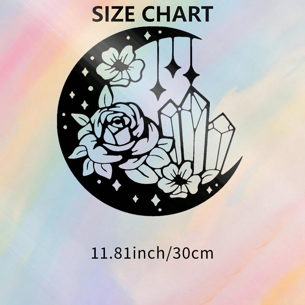 Large Black Laser Cut Metal Wall Art Moon Rose Flower Crystal Decor Modern Home TY-101013