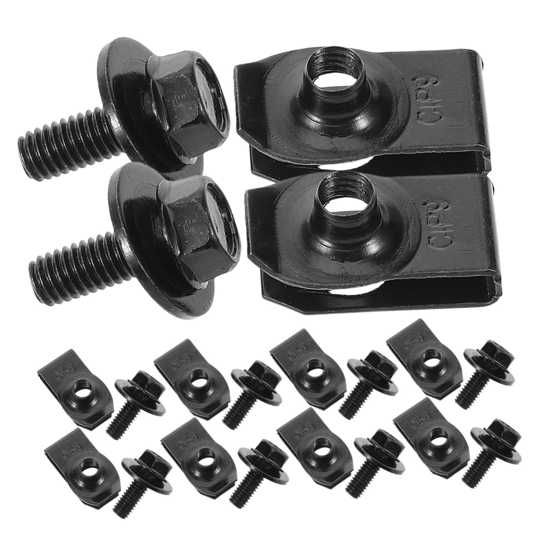 

COMPUKAS 10 Pairs Car Bumper Fasteners Pair Iron Bolt and Mold Clips, Car Body 2.00X1.20X0.60CM чёрный