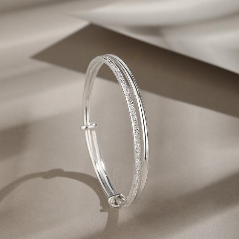 S999 Full Silver Shining Bracelet Women's Sterling Silver Fashionable Style Push-pull Bracelet Bracelet with Adjustable Bracelet
