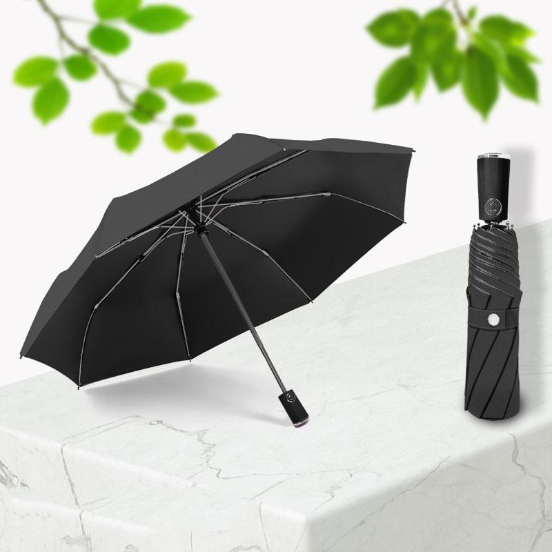 

Полностью автоматический зонт с тройным складыванием, складной черный резиновый солнцезащитный козырек, устойчивый к ультрафиолетовому излучению зонт от солнца