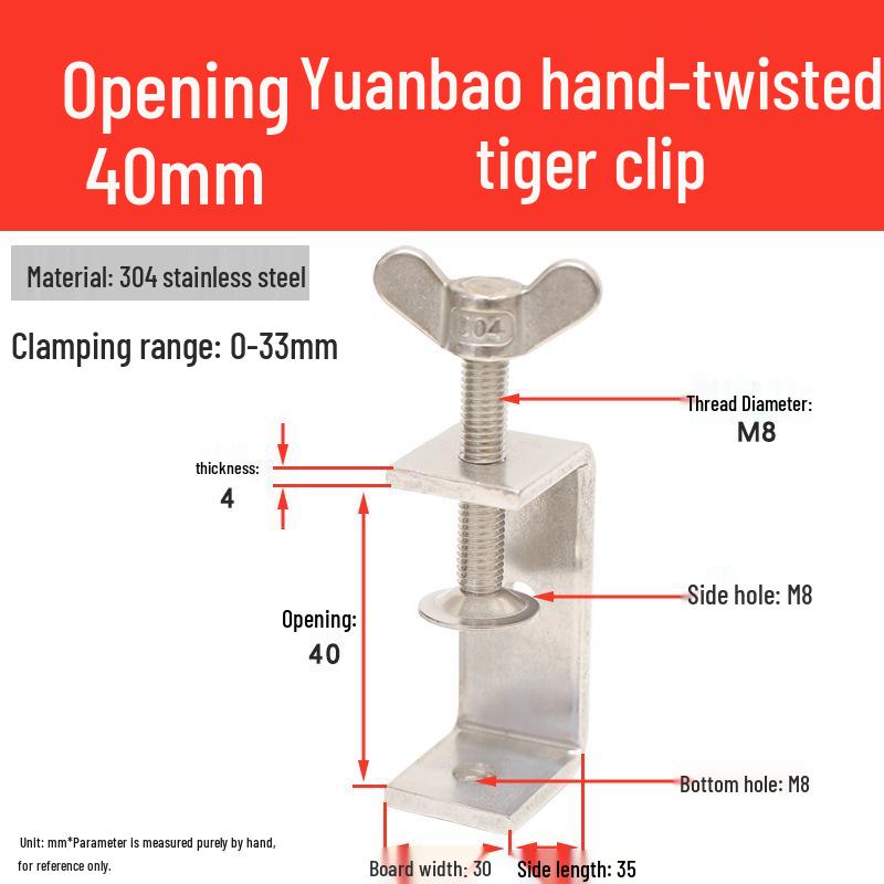 304 Stainless Steel U-Clamp Tiger Clamp with Hand-Tightened Eyebolt