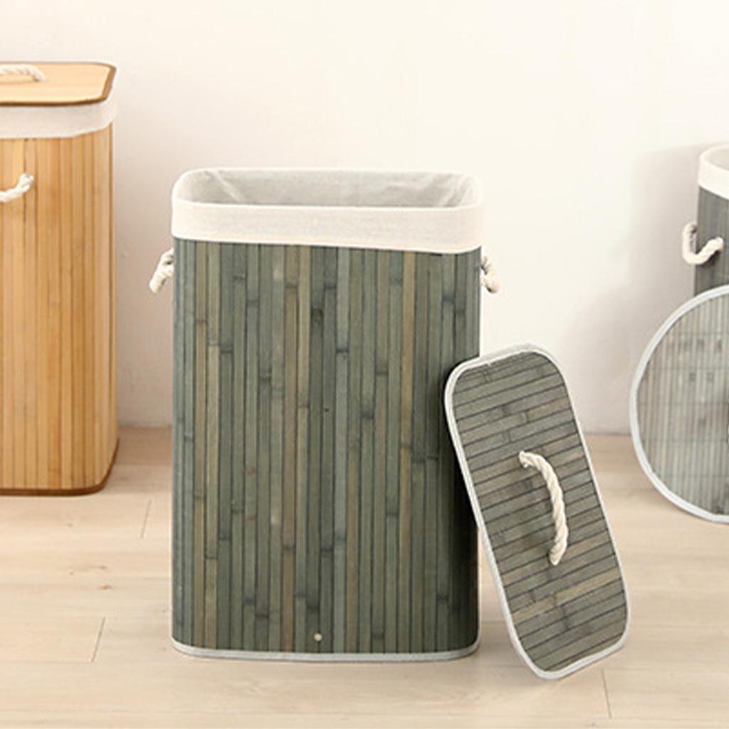 Foldable Laundry Basket Grocery Basket Bamboo Large Capacity Dirty Clothes Storage Bucket for Home