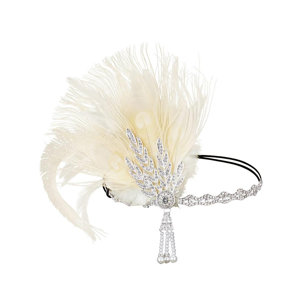 Vintage Feder Stirnband 1920er Jahre Kopfschmuck Exquisites Maskenball Haarband Bühnenauftritt