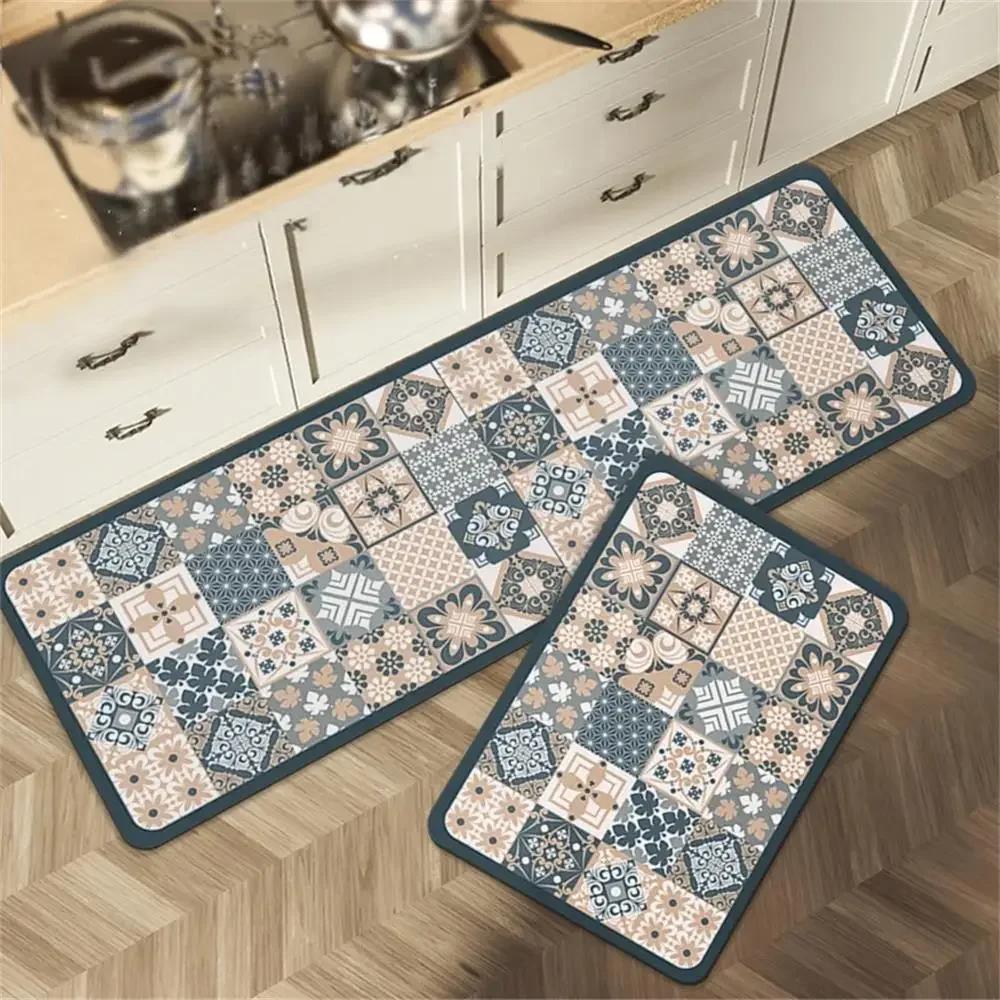 1/2pcs Kitchen Floor Mat, Anti-Slip And Easy To Maintain, Home Decoration, Entrance Porch Carpet, Living Room Floor Mat