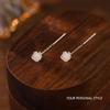 Camellia Ear Thread Earrings: 999 Sterling Silver Studs for Women - Comfortable Overnight Wear with Elegant Tassels.