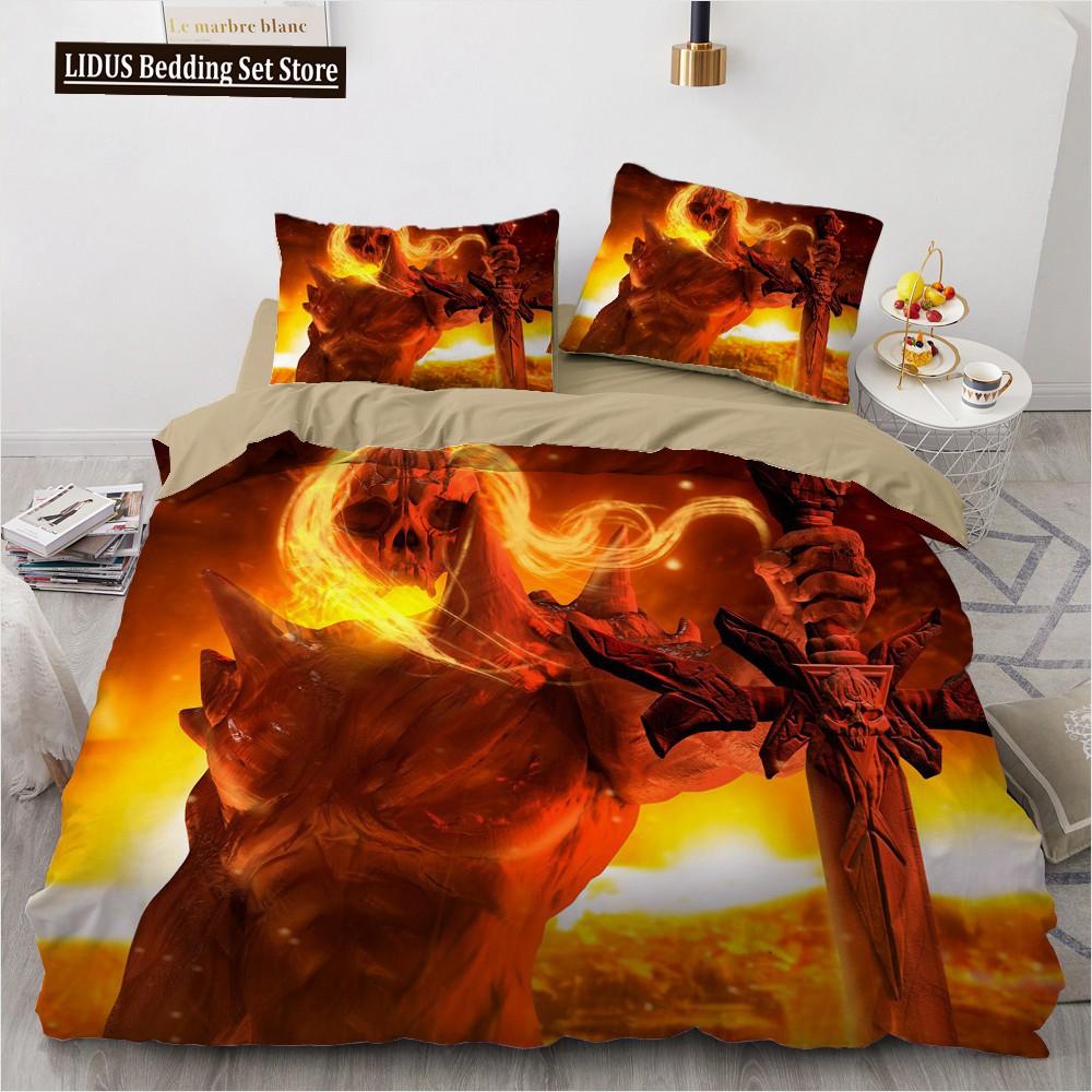 3D Horror Skull Demon Duvet Cover Set Skeleton Gothic Monster Bedding Set Black Comforter Cover For Boys,full Queen Size 2/3pcs