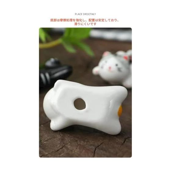 Cute Decorative Cat Chopstick Rests - Ceramic Chopstick Holders, Set of 5, Perfect for Family, Study, Dining Table, Izakaya. Bright and Fun Cat