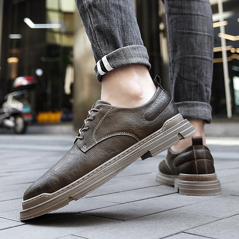 Hot Sale All-match Men Casual Shoes Genuine Leather Male Comfortable Walking Shoe Luxury Brand Lace-Up Oxfords for Men Shoes